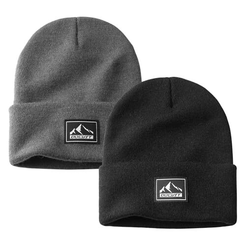 Gorro tejido con puños cálido invierno sombreros unisex calavera tejido talla única negro + gris oscuro - Imagen 1 de 6