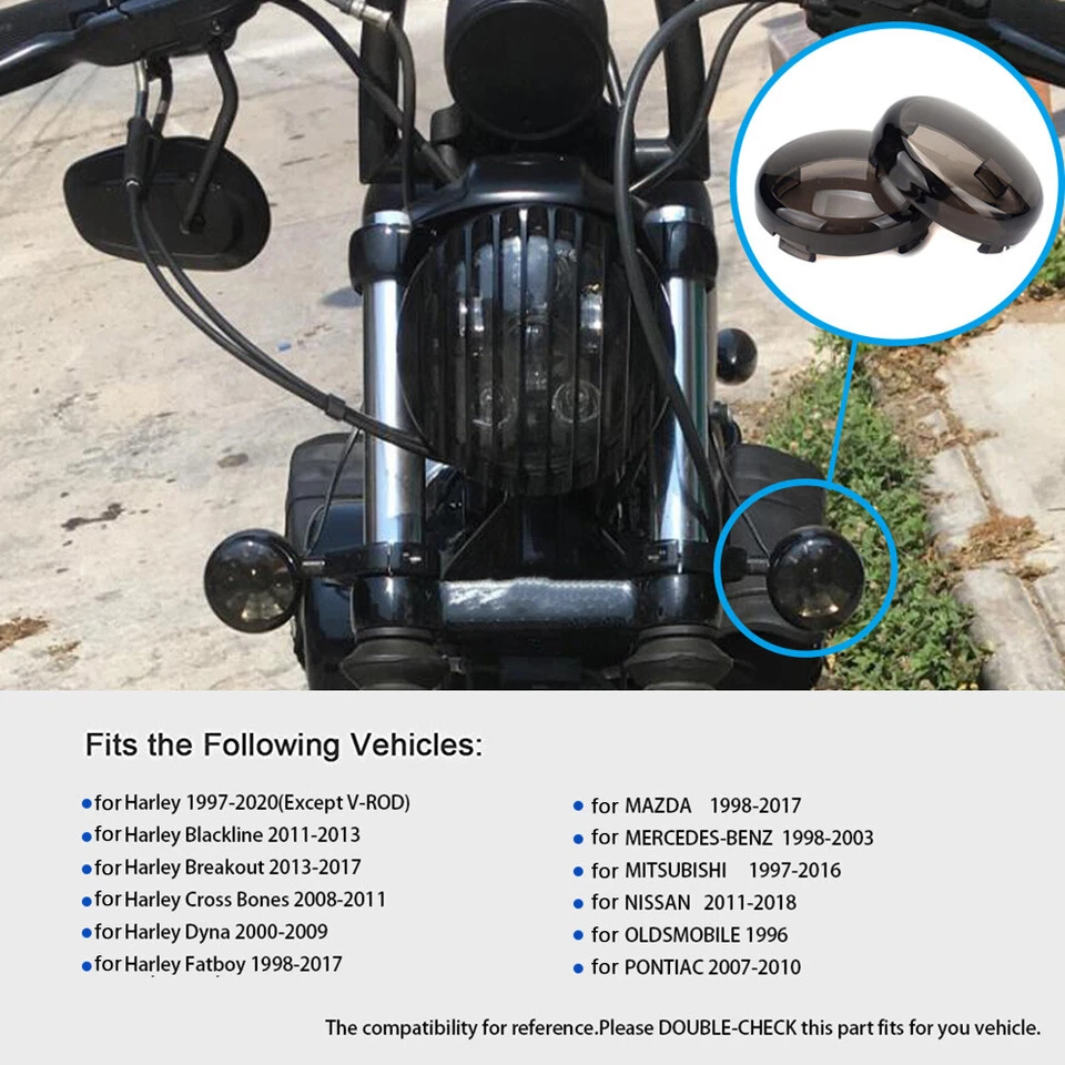 4pcs Smoked Turn Signal Light Lens Covers For Harley Touring Road Electra Glide - Image 2 of 4