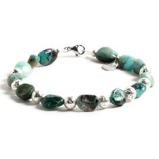 Bracciale donna turchese burattato e lava vulcanica con chiusura acciaio | Desja