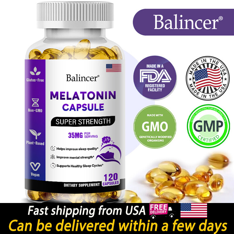 Cápsulas para dormir, 35 mg, ayuda natural para dormir, mejora la calidad del sueño, ciclos de sueño