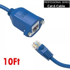 10Ft CAT6 RJ45 Male to Female Network Ethernet LAN Panel Mount Extension Cable