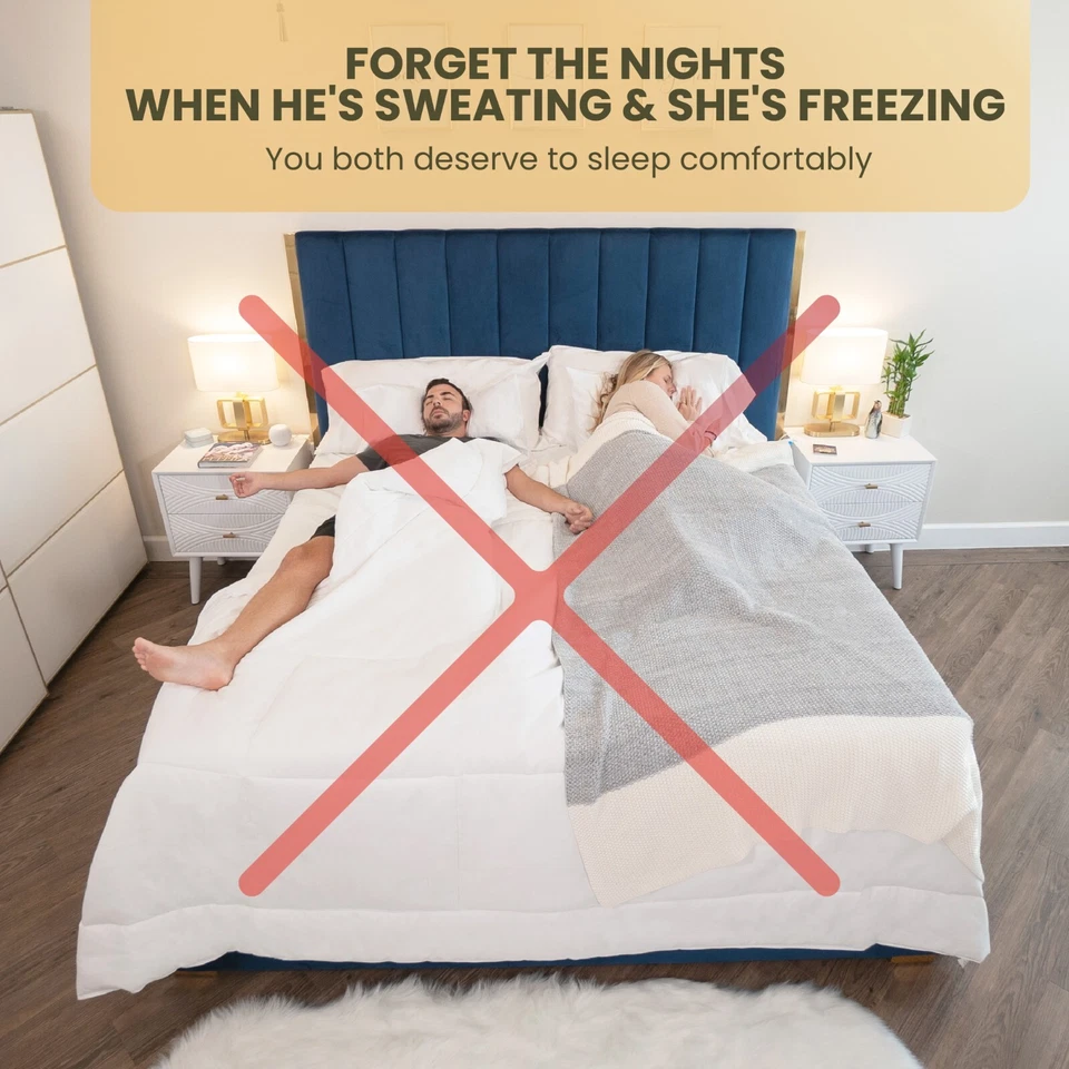 BEIGE QUEEN KÖMFORTE Dual Zone Couple's Comforter – Duvet Insert - Warm & Cool  - Image 4 of 4