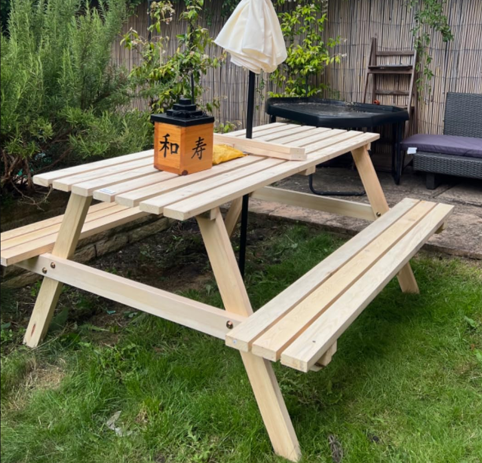 Wooden Picnic Table Outdoor Garden Furniture Seater Beer Pub