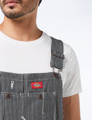 dickies black striped overalls