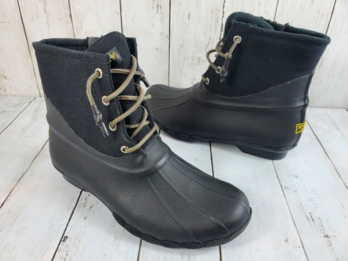 SPERRY Saltwater Womens Sz 9 Rubber Duck Rain Boots Black STS84384  - Picture 1 of 11