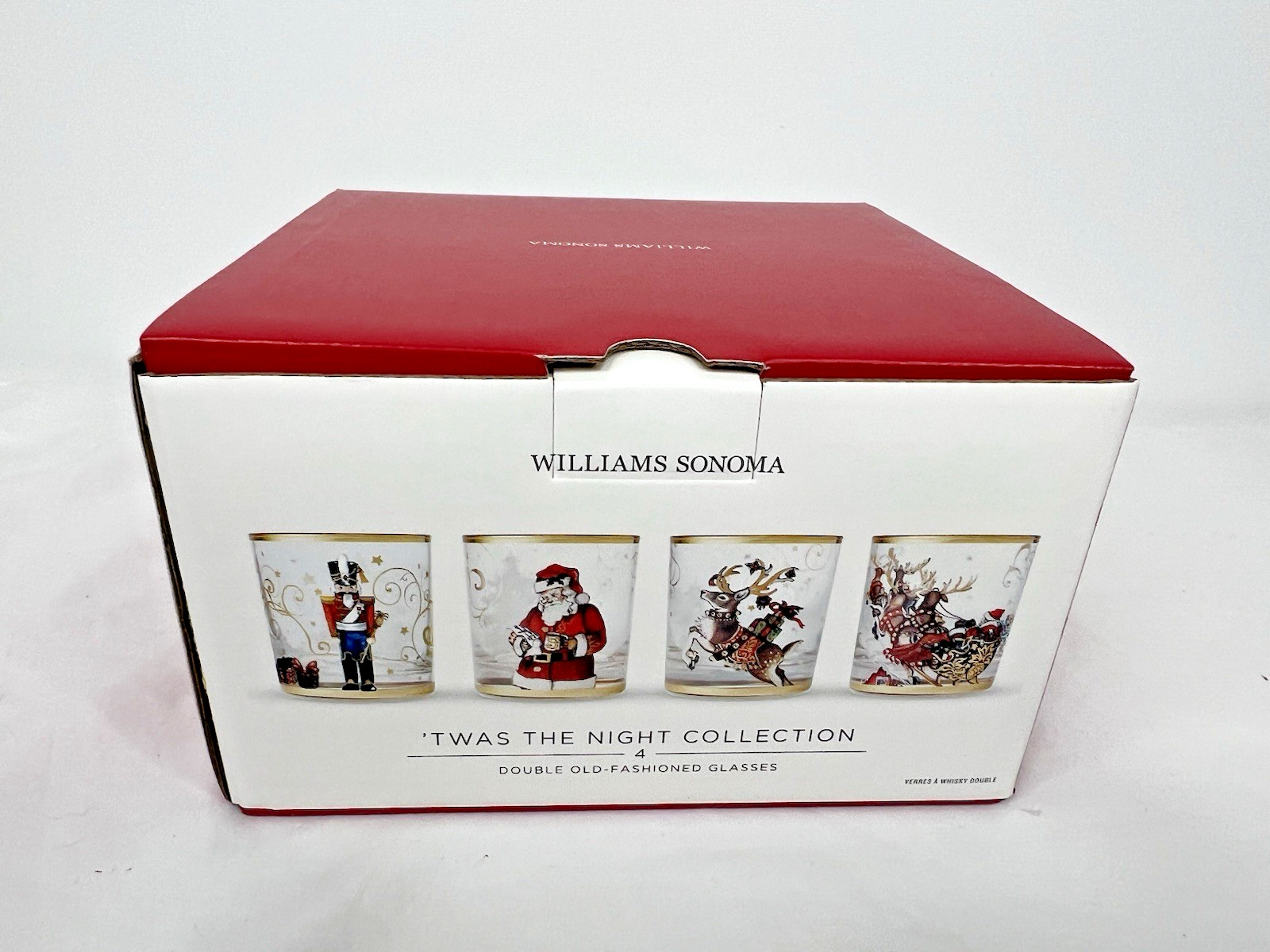 Williams Sonoma Twas The Night Before Christmas Glasses Double Old Fashion Set 4