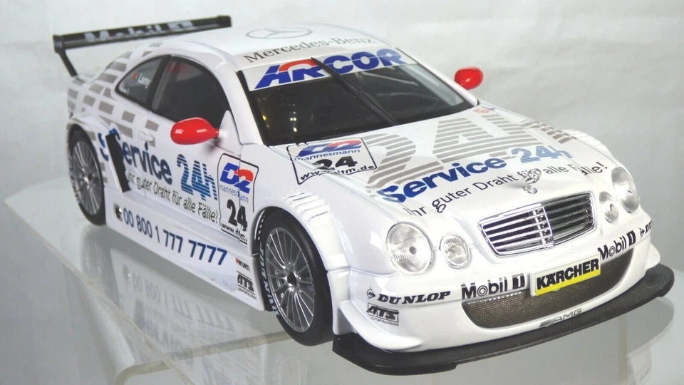 Mercedes CLK 1:18 DTM concesionario Arcor Lamy turismo deportivo modelo de coche blanco raro Foto 3 de 4