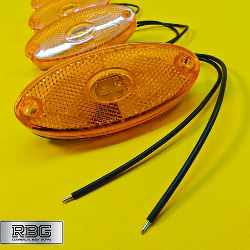 8x Side Marker Light Oval Amber LED Slim Line WAS 12/24V Lamp Trailer Caravan - Picture 5 of 8