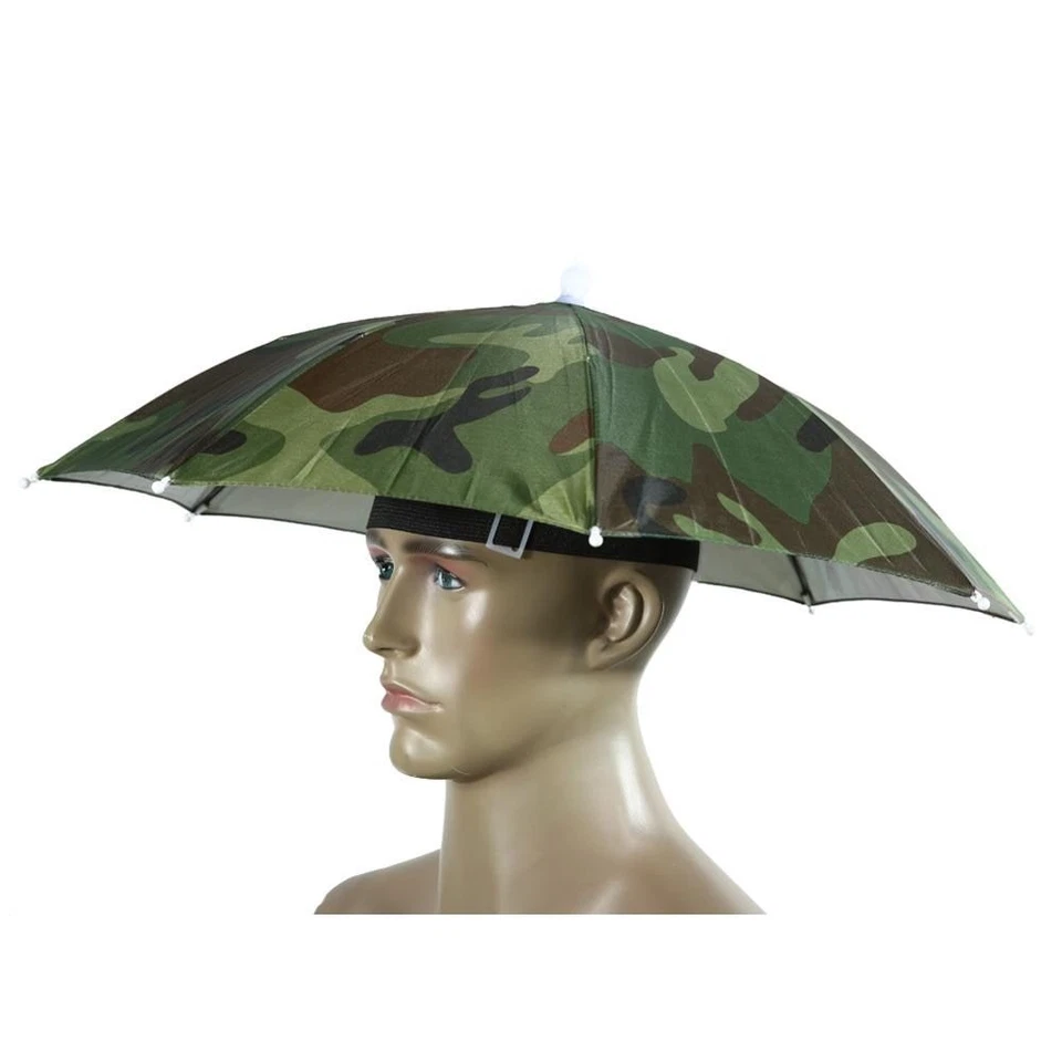 Headwear Umbrella Hiking Beach Cap Head Outdoor Rain Gear Umbrellas Fishing Hat - Image 3 of 4