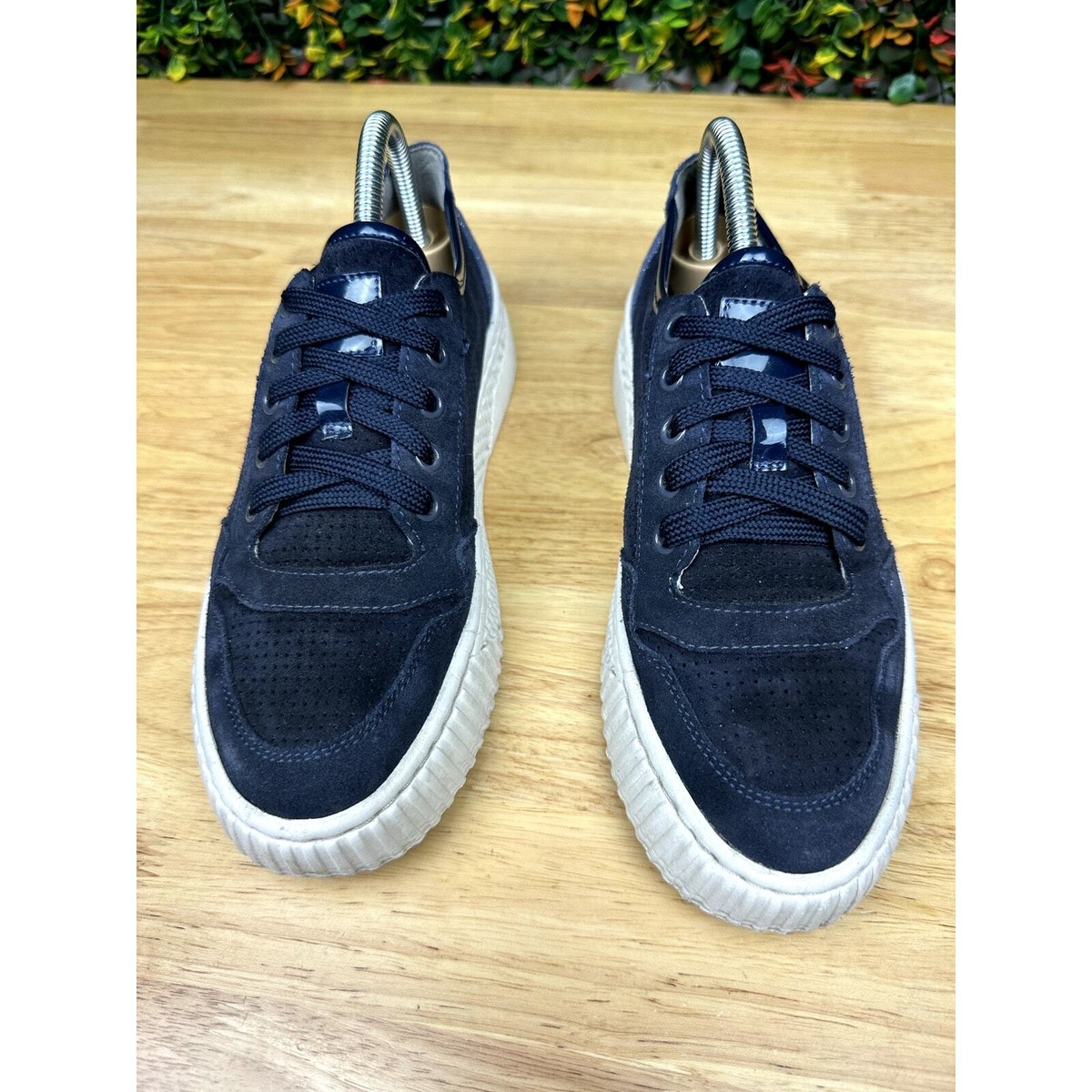 Geox Perforated Cup Sole Sneakers Shoes Platform Navy Blue White Womens 8.5 GUC View 2