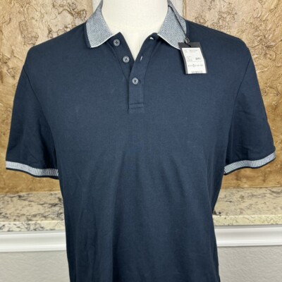 Mavi Polo Men s Large Slim Fit Blue Contrasting Striped Trim Short Sleeve NWT