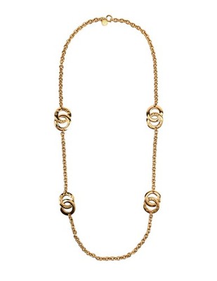 Celine Vintage Golden Interlocking Insignia Ring Chain Necklace - Main Image