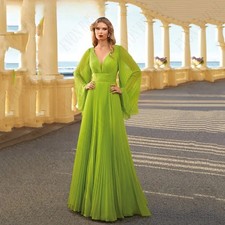 Chiffon Plus Size Mother Of The Bride Dresses V-Neck Long Sleeves Floor Length