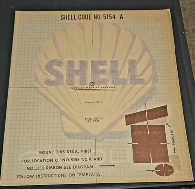 VINTAGE SHELL GAS PUMP DECAL SUPERIOR MARKING SYSTEMS 12 1/4'' x 11'' 5152A CLEAN