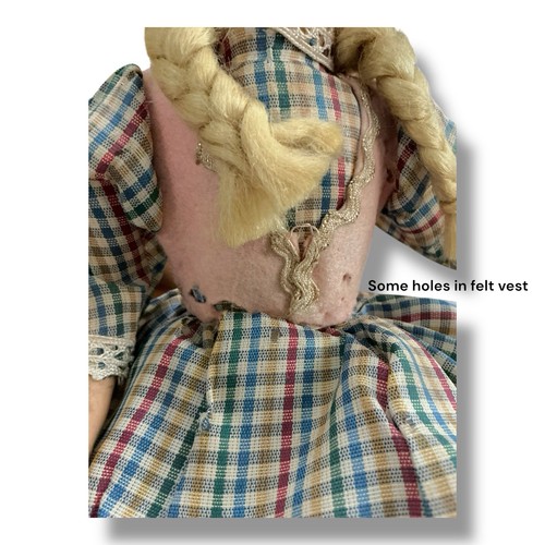 Vintage Doll Handpainted Face Felt/Cloth Italy Milano WORN 30799 Dutch Girl - Picture 4 of 13