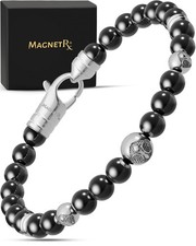 MagnetRX Hematite Magnetic Bracelet Max Strength Magnet Stones Bracelets for Men