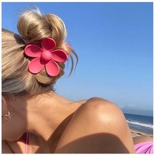 Vintage Acrylic Flower Hair Claw Clip Neon Daisy Hair Jaw Clip Orange Ponytai...