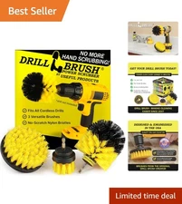 Drill Brush Attachment Set – 3-Piece Power Scrubber Kit for Fast Bathroom Cle...