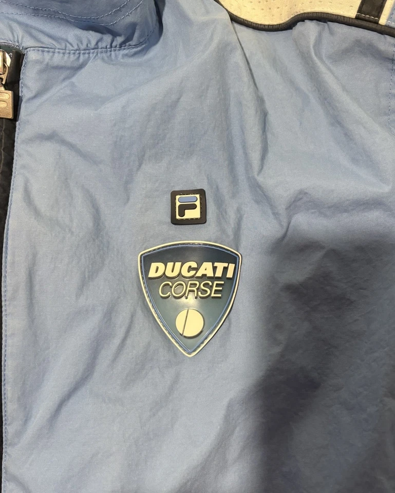 Vintage Men’s XL FILA Ducati Corse Full-Zip Long Sleeve Light Blue Track Jacket. - Image 4 of 4