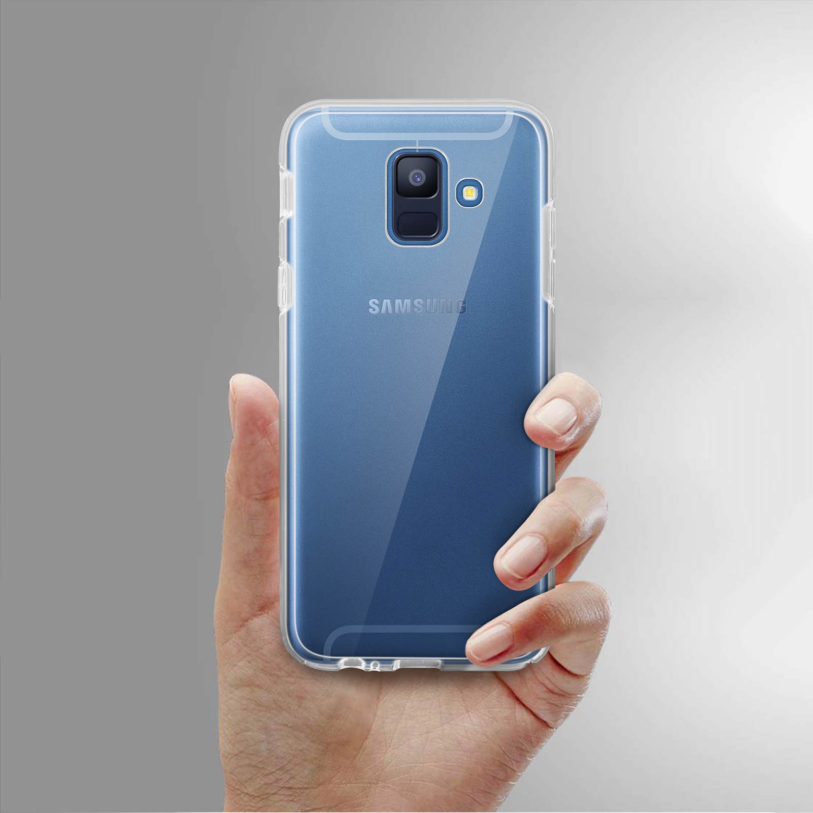 Housse intégrale Galaxy A6 transparente en polycarbonate haut de gamme