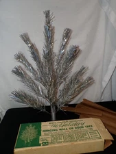 Vintage Aluminum Tinsel Christmas Tree For Hanging On Wall or Door K2000 2' tall
