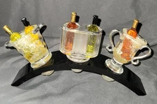 Set of 3 Acrylic Gem Bottle Stoppers Display Stand Home Bar Decor Father's Day