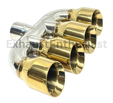 Quad Exhaust Tip Center 2.50 Inlet 3.50 X 15.00 Outlets Stainless Steel 304 New