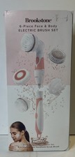 NIB Brookstone 6 Piece Electric Body Bath Brush Set with 4 Spin Brush Heads