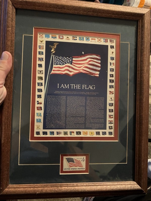 1959 I Am The Flag Framed With Stamp Framed