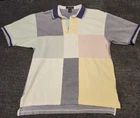 Vintage 90s Patchwork Polo Shirt Size L Colours By Alexander Julian