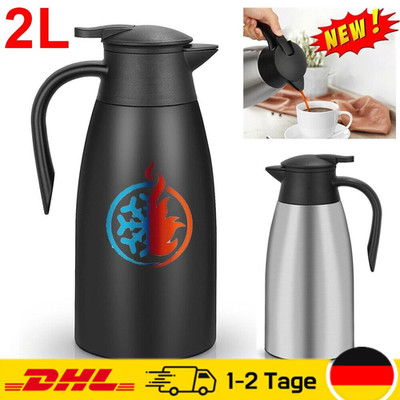Premium 2L Isolierkanne Thermoskanne Edelstahl Doppelwandige Vakuumisolierung DE