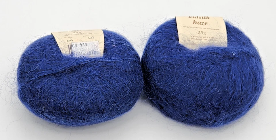 Lote de 2 -Rowan Kidsilk Haze - #593 azul oscuro - mohair/seda - 25 g/229 yardas cada uno Foto 4 de 4