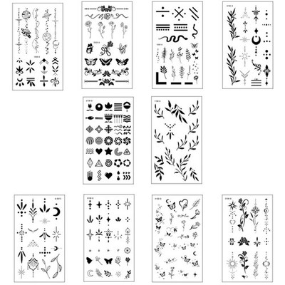 10 Blätter Fake Tattoos Schwarz Temporäre Klebetattoos Erwachsene Wasserdicht T