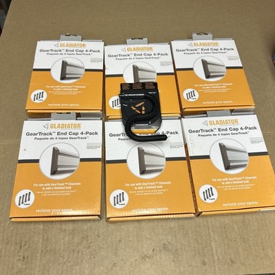 6 Gladiator GearTrack End Caps 4-Pack GAACGE4PPM Snap In W/ Hook