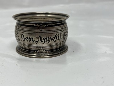 Antiker Serviettenring 1850 Silber? Versilbert? Bon Appetit Vintage Graviert