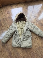 Vintage Spiewak Parka Fur Trim Golden Fleece Size 46 Tan Canvas Water Resistant