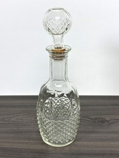 Diamond Point Glass Decanter w/ Cork, 1982 Mogen David Decanter