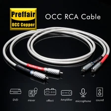 Preffair RCA Cable OCC Silver-plated Audio Line with Rhodium Plated RCA Plug
