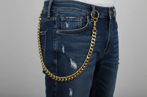 Men Classic Long Gold Metal Wallet Chain Links KeyChain Biker Jeans Trucker 25"