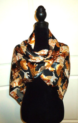 Cat Lovers Women's Scarf Cat Kitten Pet Scarfs Animal Black & Gold Scarf