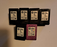 6 EMPTY GENUINE HP INK CARTRIDGES 61XL 5 BLACK, 1 COLOR NEVER REFILLED