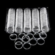 100 Pack 25mm Coin Holder Clear Capsules Storage Box Display Case for US Quarter