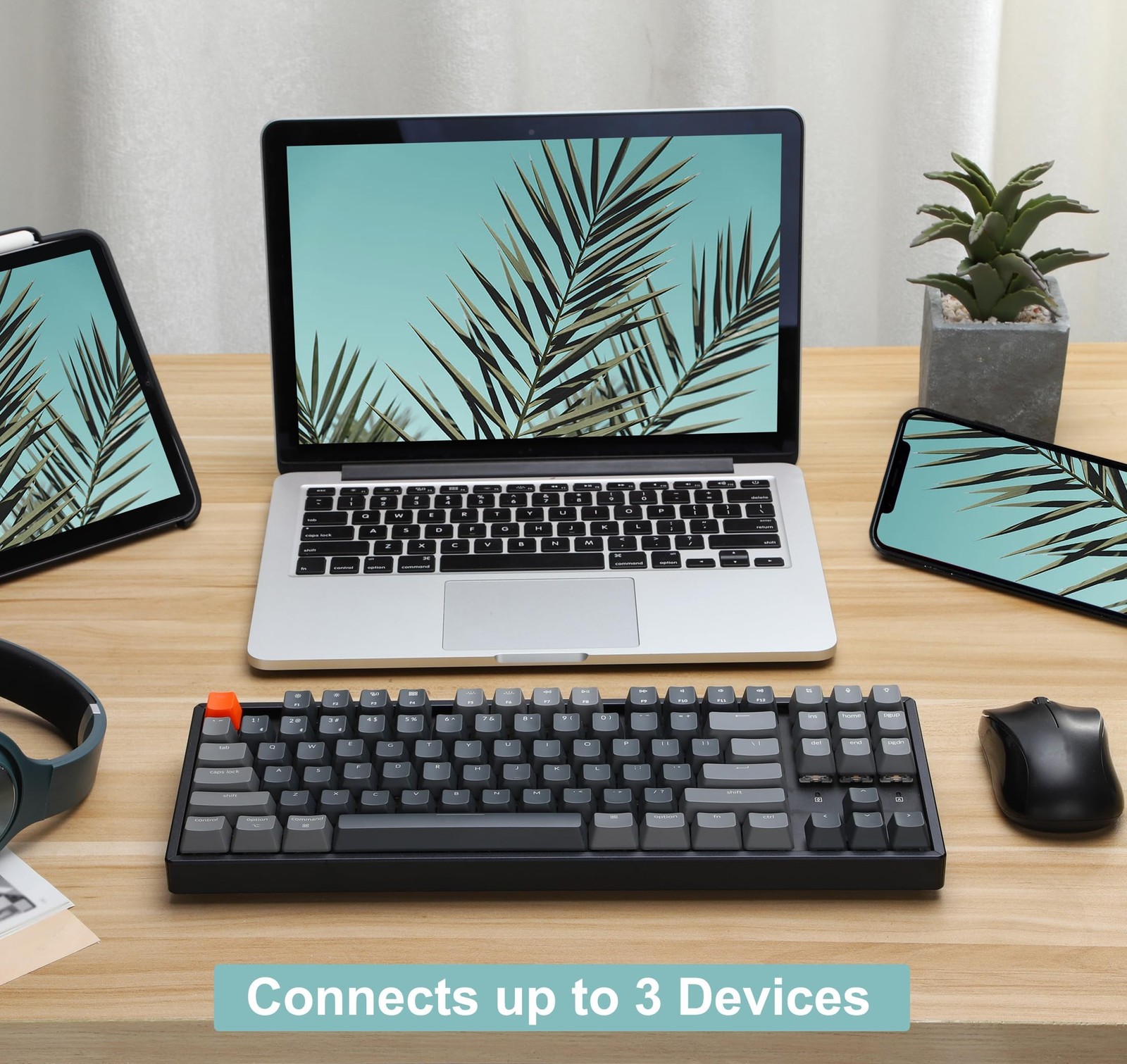 Keychron K8 Wireless Bluetooth/USB Wired Mechanical Keyboard, Hot-swappable T...