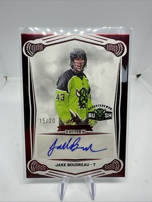 2025 Leaf National Lacrosse League Card BA-JB1 Jake Boudreau #d /20 Auto