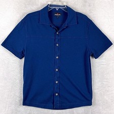 American Giant Shirt Men S Blue Preppy Camp Collar Classic Old Money Made in USA