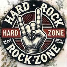 Blechschild rund Hard Rock Heavy Metal Zone Metallschild  TEL2377
