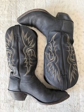 Vintage J Chisholm Black Leather Western Cowboy Boots Mens Size 10 D USA Made