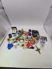 Junk Drawer Lot Miscellaneous Odds & Ends Collectible Items Coins  Jewelry Toys 