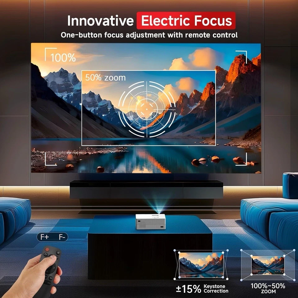 Mini Projector with WiFi and Bluetooth, Native 1080P Portable Projector Supporte - Image 2 of 4