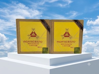 Lot of 2 Montecristo Casino III Yellow Empty Cigar Box 50x5 Collectible